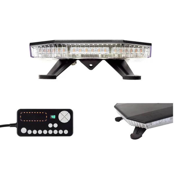 Barra LED de advertencia ámbar 360º 30” con mando homologada ECE R65 TA2 12/24V