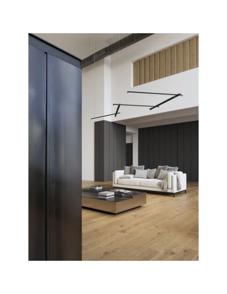 Suspension modulaire LED noire DIVI Initial à éclairage direct 13,5 W 3000 K 1650 lm, angle de diffusion 115°, 1200 mm