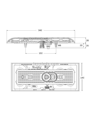 Dimensions TruckLite M758 Feu arrière LED | Dimensions Feu arrière LED Trucklite M758 | Éclairage LeonLeds