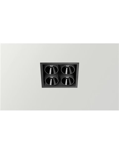 Downlight LED empotrable cuadrado BLACK FOSTER REC 2x2 SPOT 19º negro CRI90 IP20