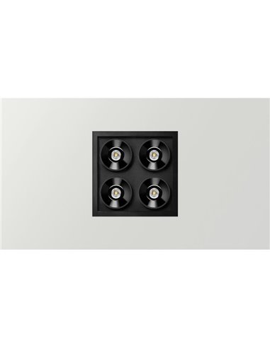 Spot encastré carré LED BLACK FOSTER REC 2x2 SPOT 19º, noir, IRC 90, IP20