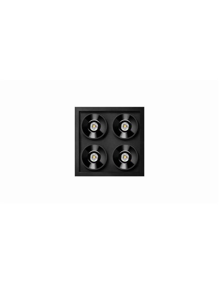 Downlight LED empotrable cuadrado BLACK FOSTER REC 2x2 SPOT 19º negro CRI90 IP20