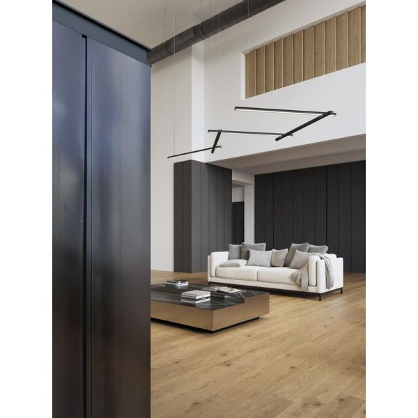 Luminária pendente modular DIVI Direct Middle LED, preta, 13,5 W, 3000 K, 1650 lúmens, 115º, 1200 mm