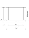 Lámpara suspensión modular LED DIVI Direct Middle negro 13,5W 3000K 1650Lm 115º, 1200mm