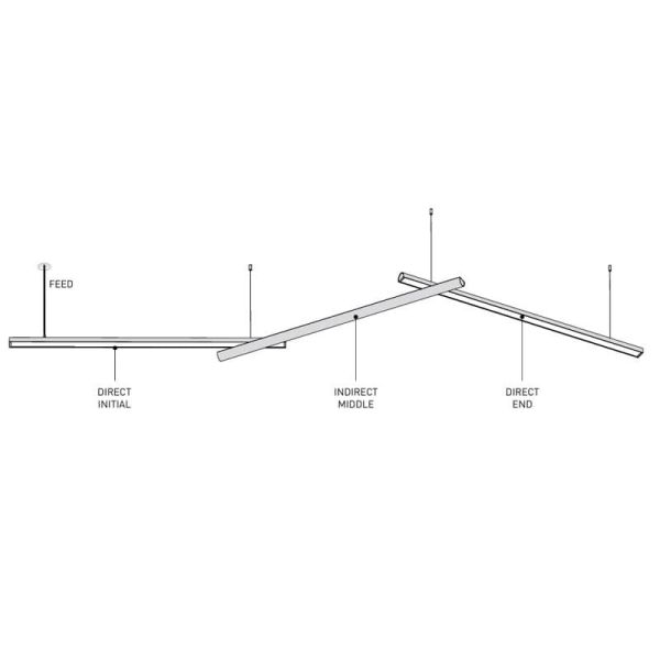 Lámpara suspensión modular LED DIVI Direct Middle negro 13,5W 3000K 1650Lm 115º, 1200mm