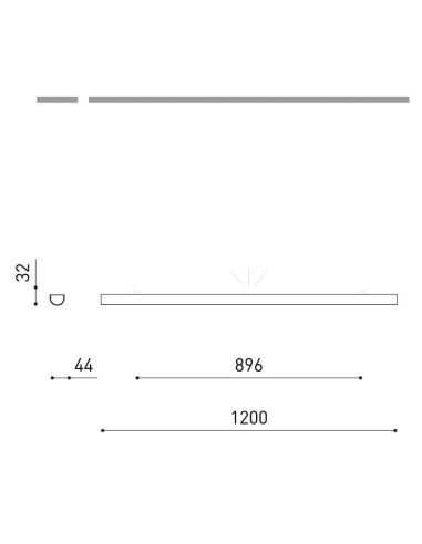Iluminación arquitectónica LED modular DIVI Indirect End blanco 13,5W 3000K 1650Lm 115º, 1200mm