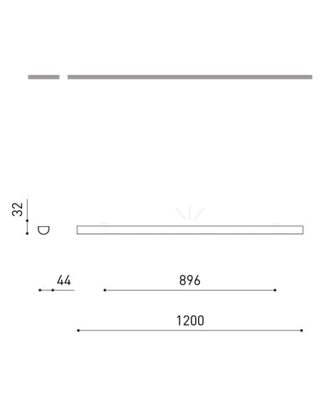 Iluminación arquitectónica LED modular DIVI Indirect End blanco 13,5W 3000K 1650Lm 115º, 1200mm