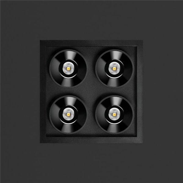 Detalle Downlight LED empotrable negro con marco blanco BLACK FOSTER REC 2x2 SPOT 19º CRI90 DALI