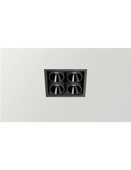 Downlight LED empotrable negro con marco blanco BLACK FOSTER REC 2x2 SPOT 19º CRI90 DALI