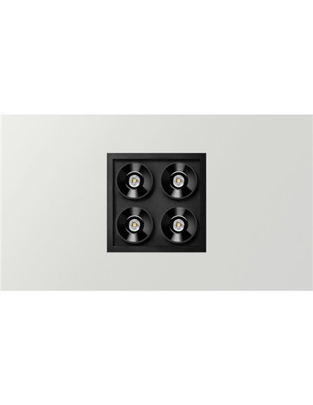 Downlight LED empotrable negro BLACK FOSTER REC 2x2 SPOT 19º CRI90 Phase Cut