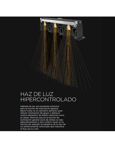 Downlight LED empotrable negro con marco blanco BLACK FOSTER REC 2x2 SPOT 19º CRI90 Phase Cut