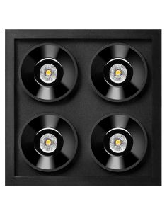 Downlight LED noir FOSTER REC 2x2 SPOT 19º IRC90 Phase Cut Détail