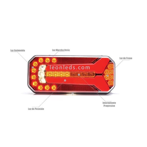 Piloto trasero LED Homologado | Piloto trasero LED Rectangular | Piloto trasero LED Was | LeonLeds Iluminación
