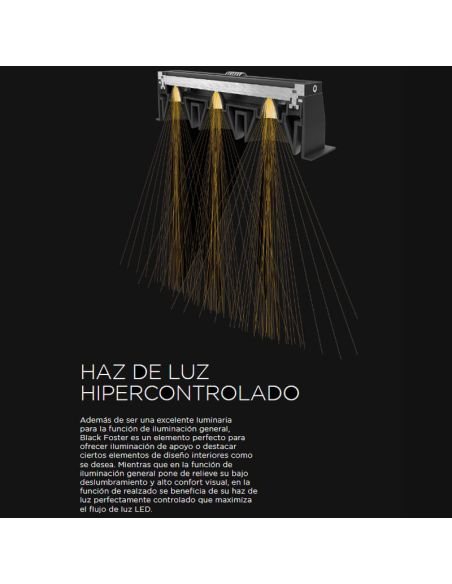 Downlight LED portátil preto BLACK FOSTER REC 2x2 SPOT 19º CRI90 DALI