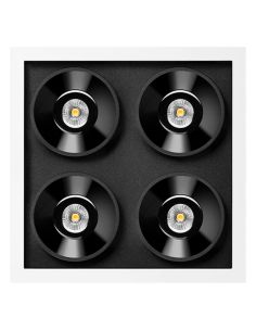 Downlight LED empotrable cuadrado negro con marco blanco BLACK FOSTER RECESSED 2x2 SPOT 19º CRI90