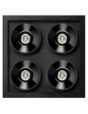 Downlight LED empotrable cuadrado BLACK FOSTER REC 2x2 SPOT 19º negro CRI90 IP20