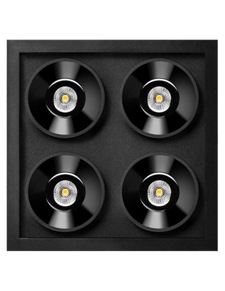 Downlight LED empotrable cuadrado BLACK FOSTER REC 2x2 SPOT 19º negro CRI90 IP20