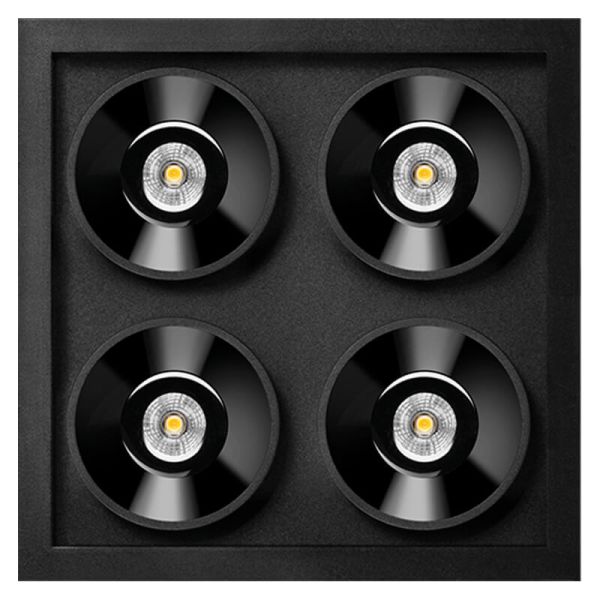 Downlight LED empotrable cuadrado BLACK FOSTER REC 2x2 SPOT 19º negro CRI90 IP20