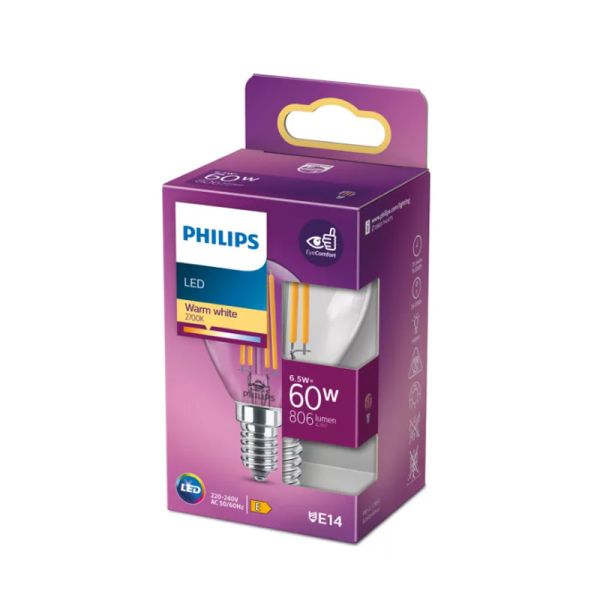 Bombilla E14 P45 de filamento LED 6.5W - 60W