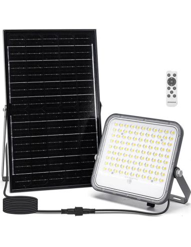 Proyector Solar LED 150W CCT Regulable con Panel Monocristalino 2m IP66 con mando a distancia