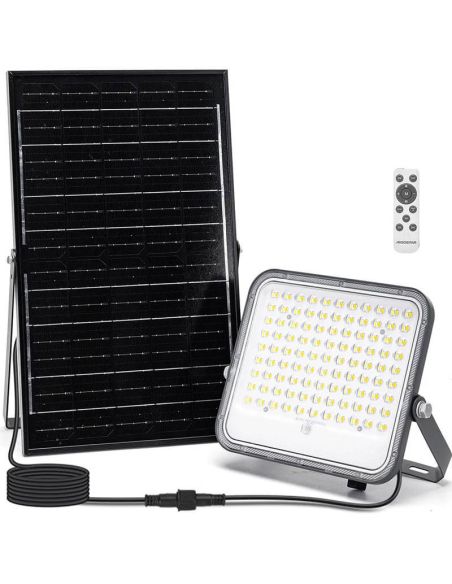 Proyector Solar LED 150W CCT Regulable con Panel Monocristalino 2m IP66 con mando a distancia