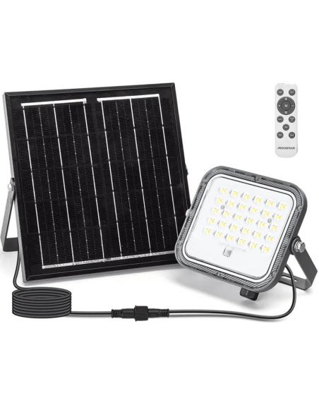 Projecteur solaire LED à intensité variable 50 W avec panneau monocristallin de 2 m, IP66