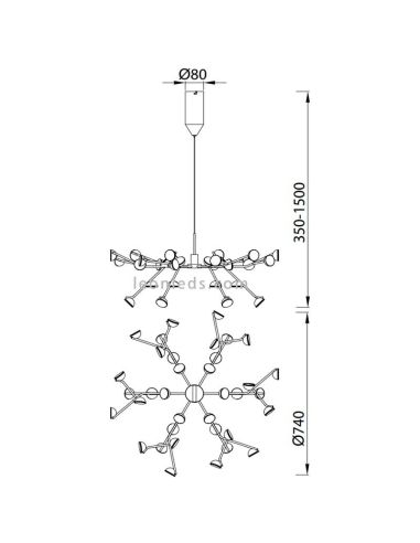 Medidas Lámpara Led 100W Serie ADN de Mantra iluminación en Blanco Mate | Leonleds iluminación