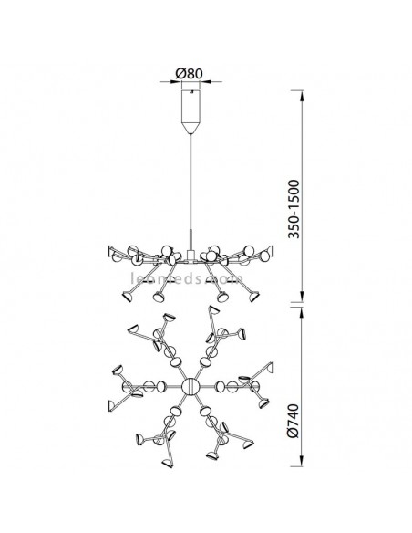 Medidas Lámpara Led 100W Serie ADN de Mantra iluminación en Blanco Mate | Leonleds iluminación