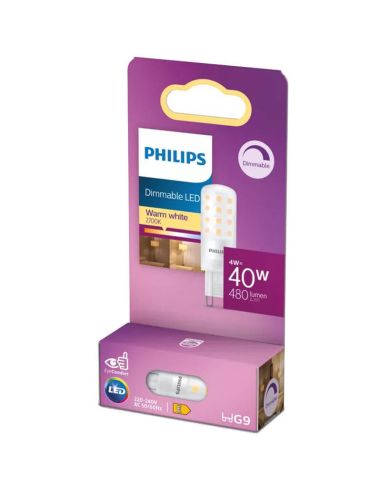 Bombilla LED G9 Philips CorePro 4W 2700K 570lm Regulable Equivalente 40W