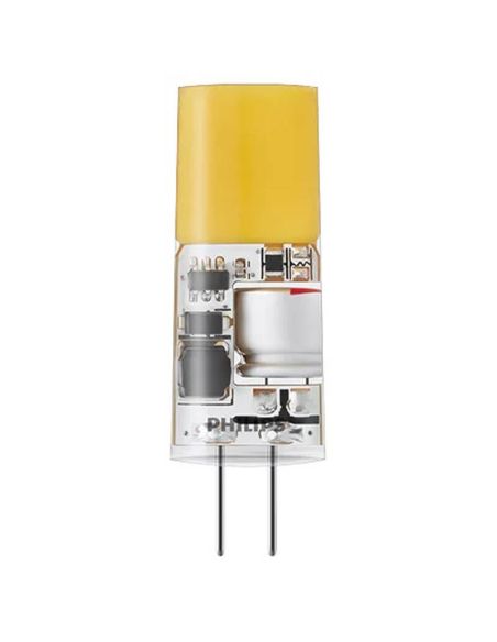 Bombilla LED G4 Philips 2,4W 2700K 300lm 12V Equivalente 28W Halógena · No Regulable · Clase Energética E