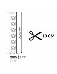 Tira LED Cob 220V POINT 14W/m 2300K 520Lm, 20 metros IP67 corte cada 10cm 2