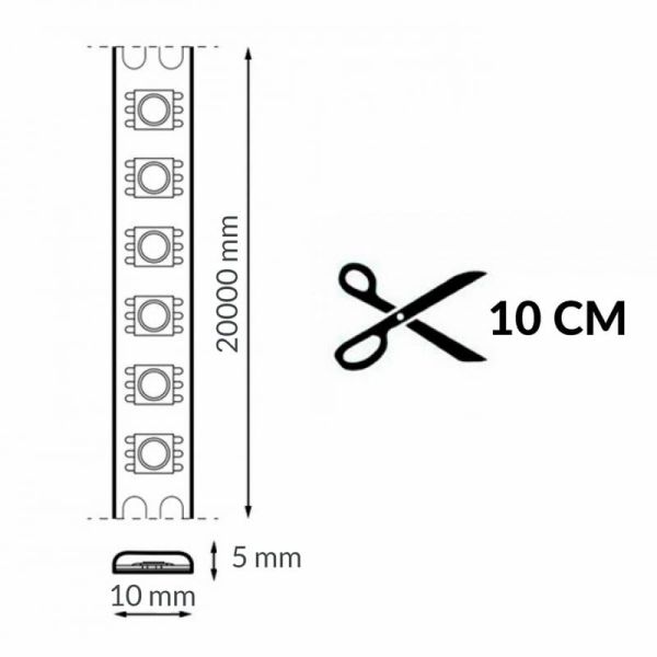 Tira LED Cob 220V POINT 14W/m 2300K 520Lm, 20 metros IP67 corte cada 10cm