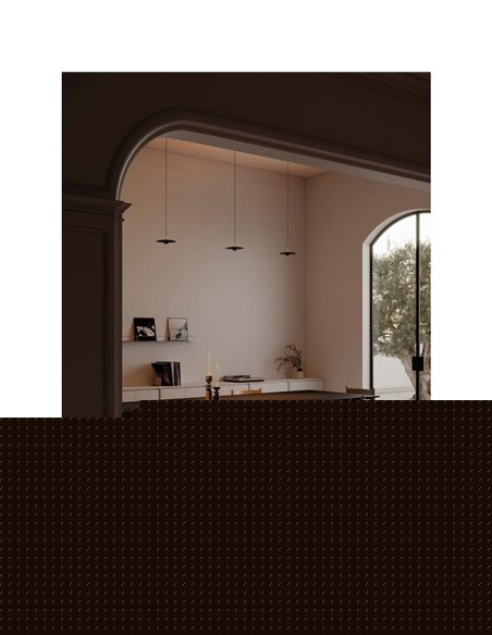 Lámpara techo LED colgante ZENIT Base negro 8W CRI90 luz directa e indirecta 2700K/3000K, diseño minimalista