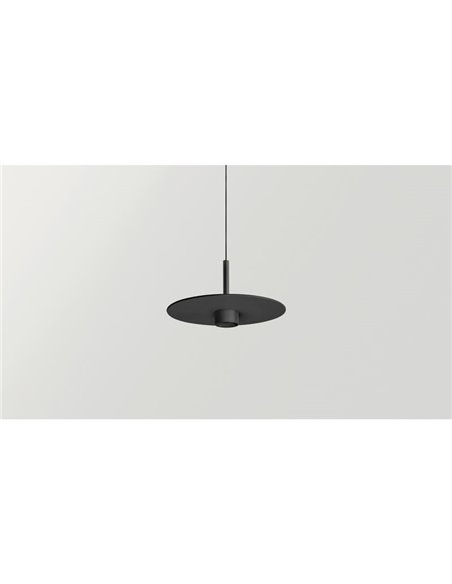 Lámpara techo LED colgante ZENIT Base negro 8W CRI90 luz directa e indirecta 2700K/3000K, diseño minimalista