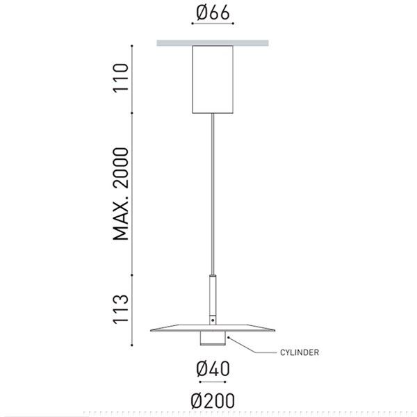 Lámpara techo LED colgante ZENIT Base negro 8W DALI luz directa e indirecta 2700K/3000K, diseño minimalista