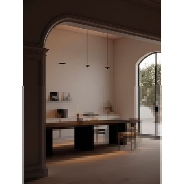 Lámpara techo LED colgante ZENIT Base negro 8W DALI luz directa e indirecta 2700K/3000K, diseño minimalista