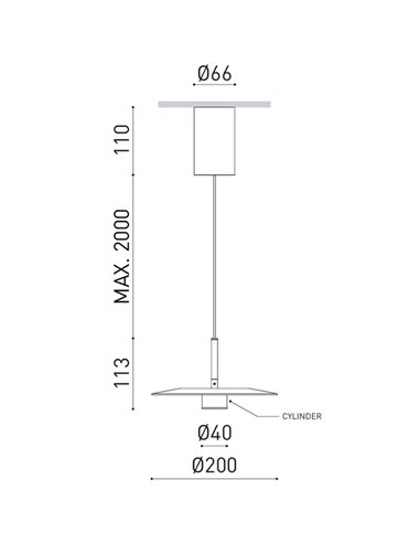 Lámpara techo LED colgante ZENIT Base blanco 8W DALI luz directa e indirecta 2700K/3000K, diseño minimalista