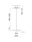 Lámpara colgante LED ZENIT Indirect negro 8W DALI luz indirecta 2700K/3000K, minimalista