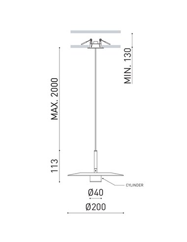 Lámpara colgante LED ZENIT Indirect negro 8W DALI luz indirecta 2700K/3000K, minimalista