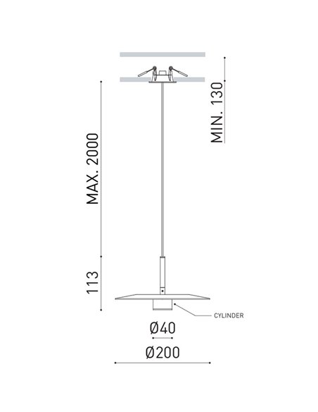 Lámpara colgante LED ZENIT Indirect negro 8W DALI luz indirecta 2700K/3000K, minimalista