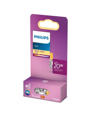 Bombilla LED G4 Micro 1,7W 2700K 200lm 12V Equivalente 20W Halógena · No Regulable · Luz Blanca Cálida