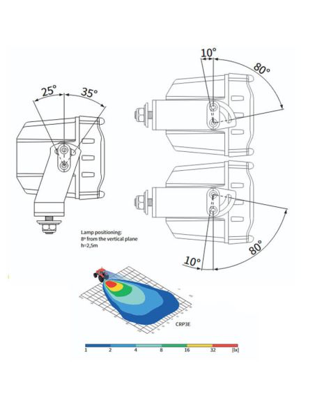 Grados Faro de Trabajo LED 100W 10.000Lm 60° CRP3 Rectangular · 12V-24V · Soporte Inox Reforzado · IP68 Profesional Heavy Duty