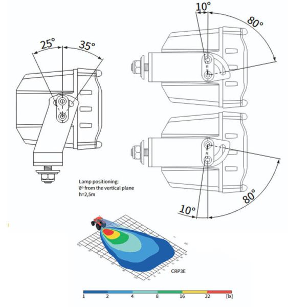 Grados Faro de Trabajo LED 100W 10.000Lm 60° CRP3 Rectangular · 12V-24V · Soporte Inox Reforzado · IP68 Profesional Heavy Duty