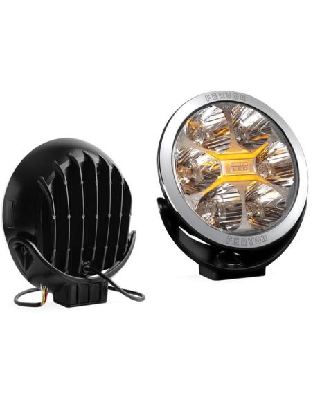 Faro LED Largo Alcance 7” Fervor 180 Cromado 4º Haz Spot · Homologado HR · Posición Blanca + Ámbar · Incluye Tapa