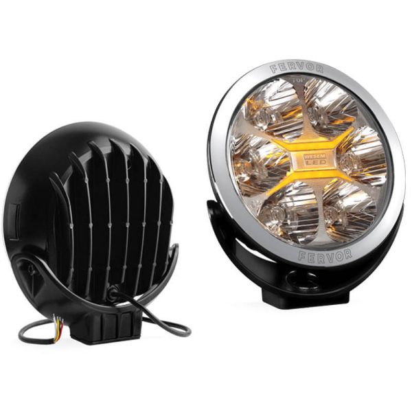Faro LED Largo Alcance 7” Fervor 180 Cromado 4º Haz Spot · Homologado HR · Posición Blanca + Ámbar · Incluye Tapa