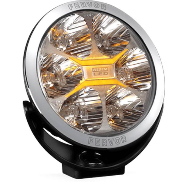 Faro LED Largo Alcance 7” Fervor 180 Cromado 4º Haz Spot · Homologado HR · Posición Blanca + Ámbar · Incluye Tapa