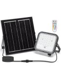 Projetor solar LED RGB de 50 W com painel de 2 m – IP66 para uso externo com controle remoto.