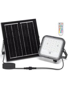 Projecteur solaire LED RGB 50 W avec panneau de 2 m – IP66 extérieur avec télécommande