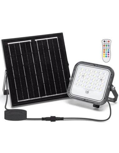 Proyector Solar LED RGB 50W con Panel 2m – IP66 Exterior con Mando