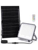 Projetor solar LED RGB de 150 W com painel de 2 m – IP66 para uso externo com controle remoto.